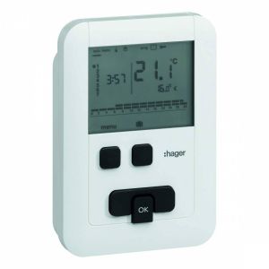 Thermostat ambiance programmable digital chauf eau chaude 2 fils 7j ECO à piles